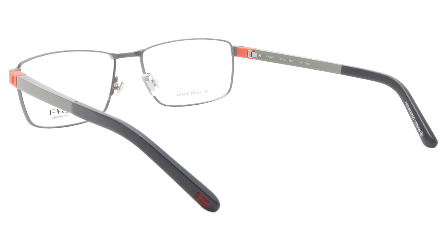 OGA Morel Eyeglasses Frame 81730 GR041 Metal Acetate Black Silver Orange France - Frame Bay
