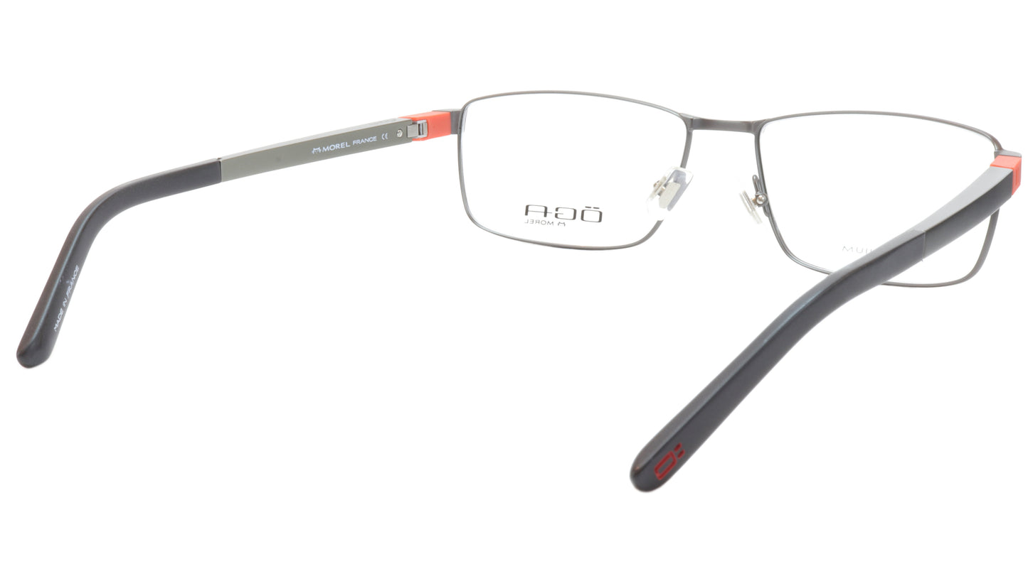 OGA Morel Eyeglasses Frame 81730 GR041 Metal Acetate Black Silver Orange France - Frame Bay
