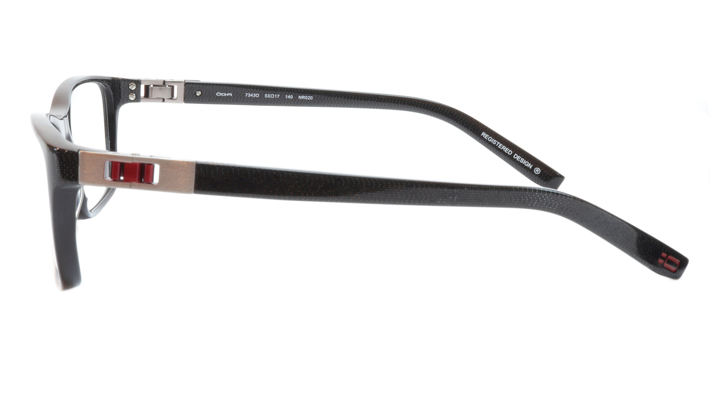 OGA Morel Eyeglasses Frame 73430 NR020 Acetate Black Red France 53-17-140, 37 - Frame Bay