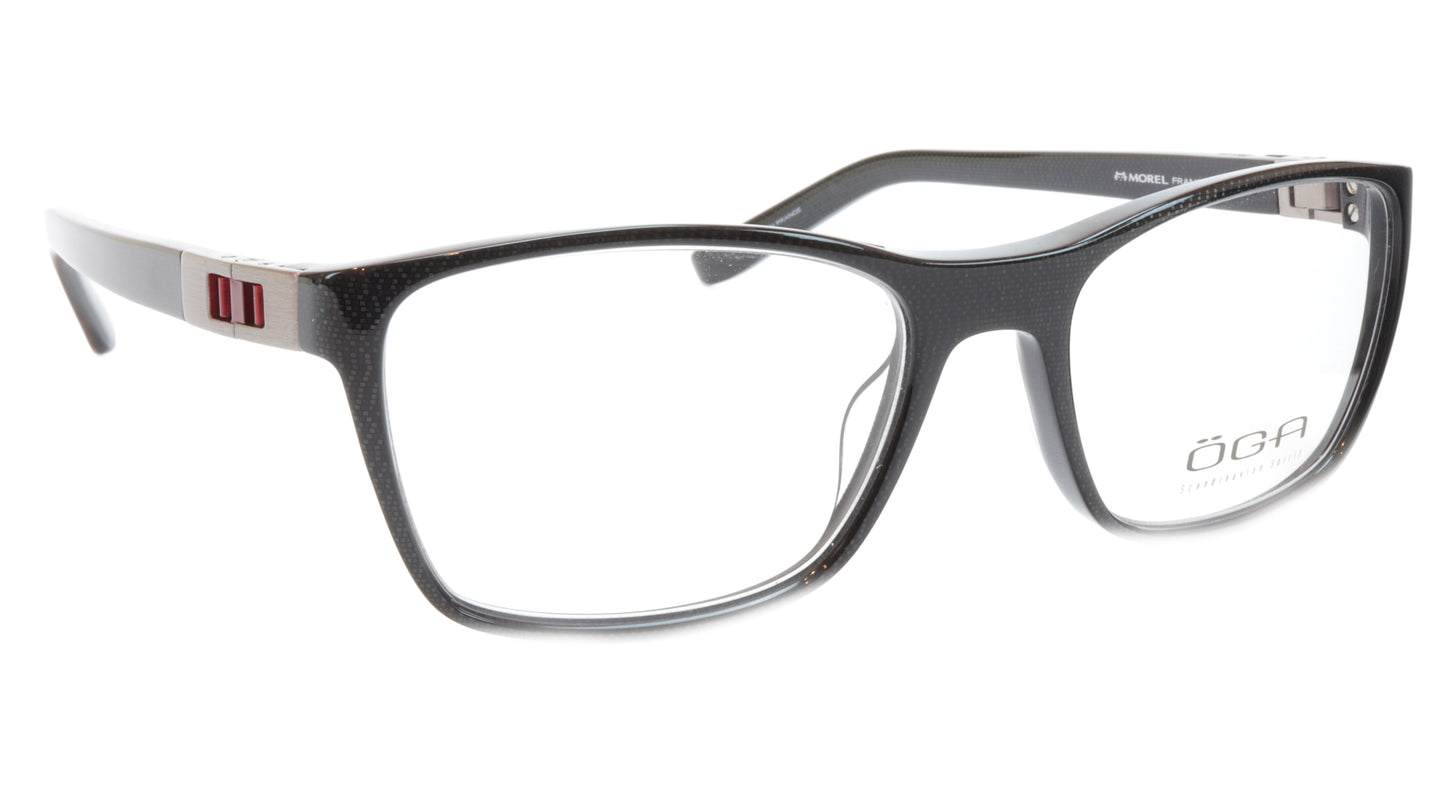 OGA Morel Eyeglasses Frame 73430 NR020 Acetate Black Red France 53-17-140, 37 - Frame Bay