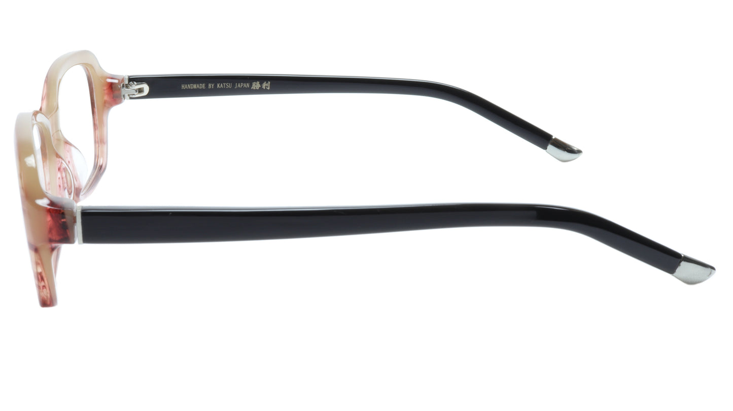 KATSU K8054 COL3 Eyeglasses Frame Acetate Saddlebrown Black 53-16-140 Japan - Frame Bay