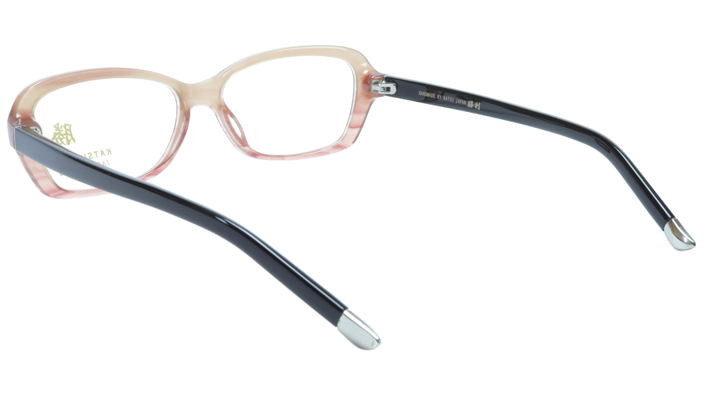 KATSU K8054 COL3 Eyeglasses Frame Acetate Saddlebrown Black 53-16-140 Japan - Frame Bay