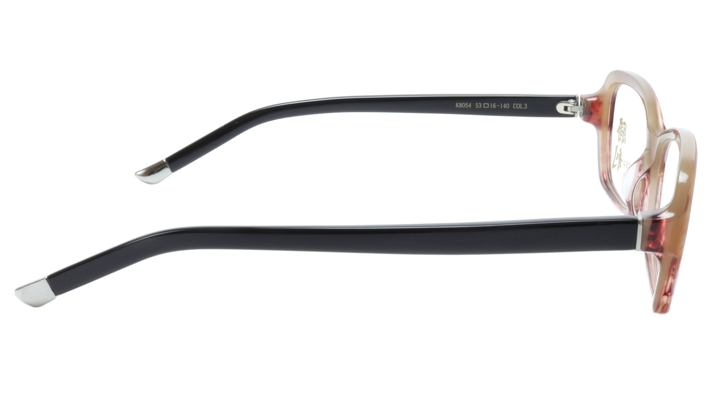 KATSU K8054 COL3 Eyeglasses Frame Acetate Saddlebrown Black 53-16-140 Japan - Frame Bay