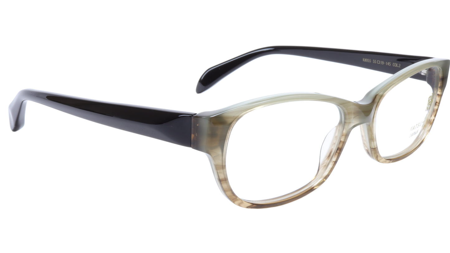 KATSU K8055 COL2 Eyeglasses Frame Acetate Soft Pastel Brown 55-19-145 Japan - Frame Bay