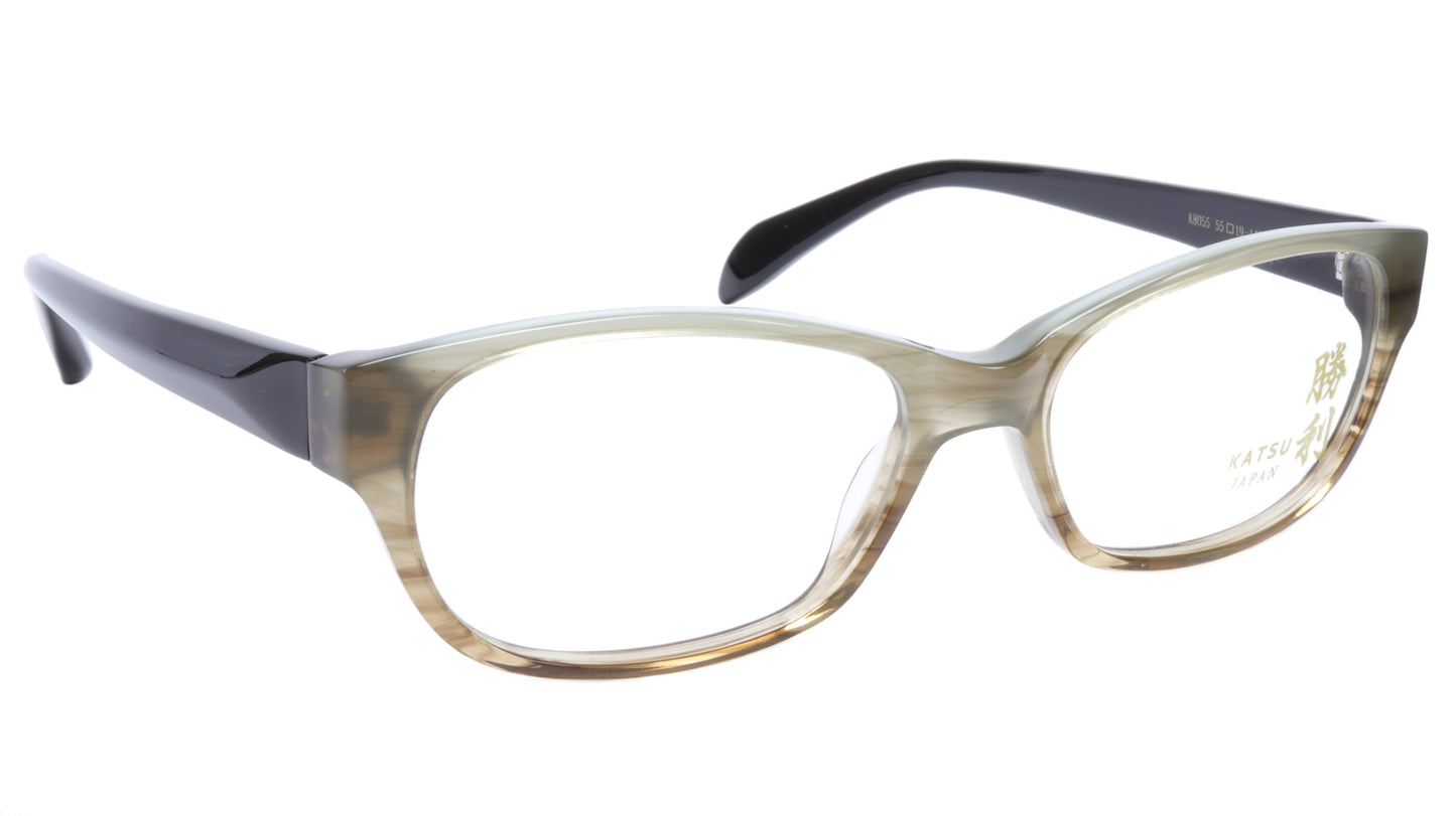 KATSU K8055 COL2 Eyeglasses Frame Acetate Soft Pastel Brown 55-19-145 Japan - Frame Bay