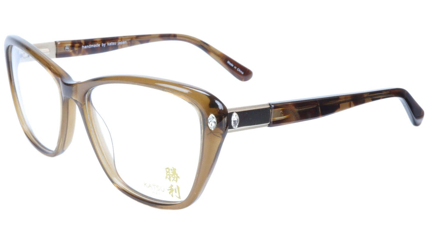 KATSU K8545C C1 Eyeglasses Frame Acetate Saddlebrown Tortoise 54-15-140 Japan - Frame Bay