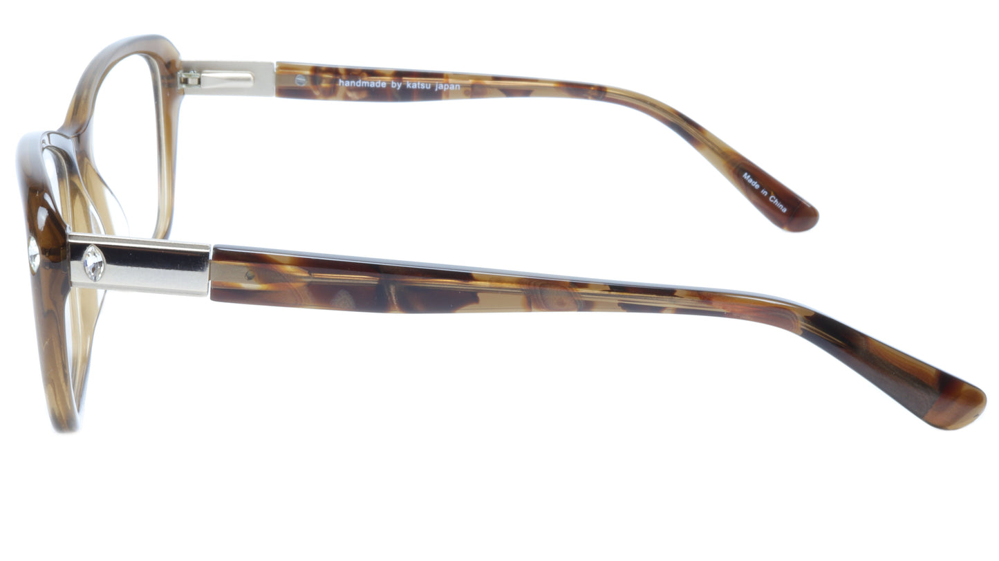 KATSU K8545C C1 Eyeglasses Frame Acetate Saddlebrown Tortoise 54-15-140 Japan - Frame Bay