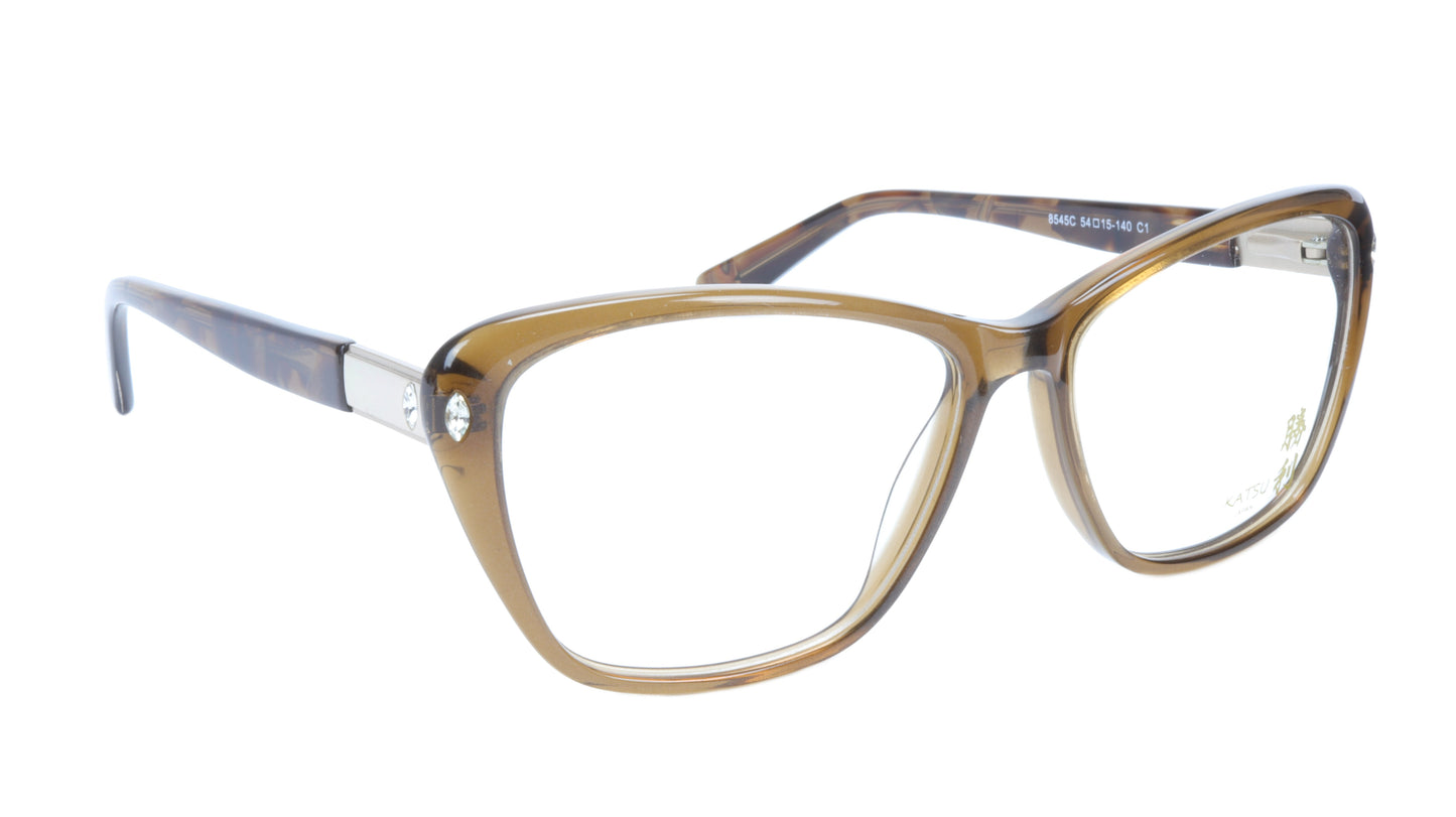 KATSU K8545C C1 Eyeglasses Frame Acetate Saddlebrown Tortoise 54-15-140 Japan - Frame Bay