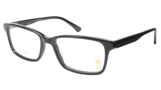 KATSU 6610 Eyeglasses Frame Acetate Black Lacquer 55-18-145 Japan Handmade - Frame Bay