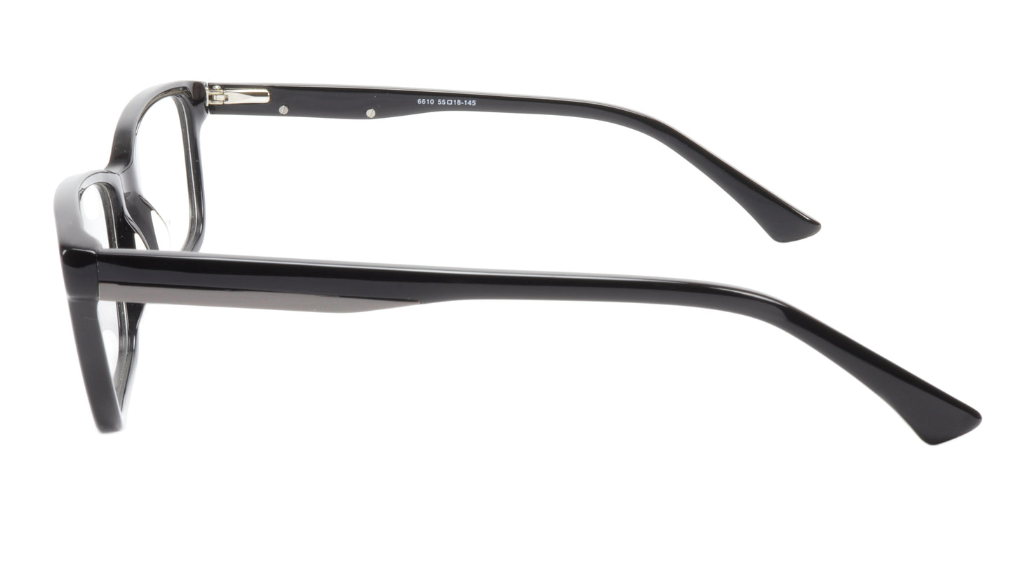 KATSU 6610 Eyeglasses Frame Acetate Black Lacquer 55-18-145 Japan Handmade - Frame Bay