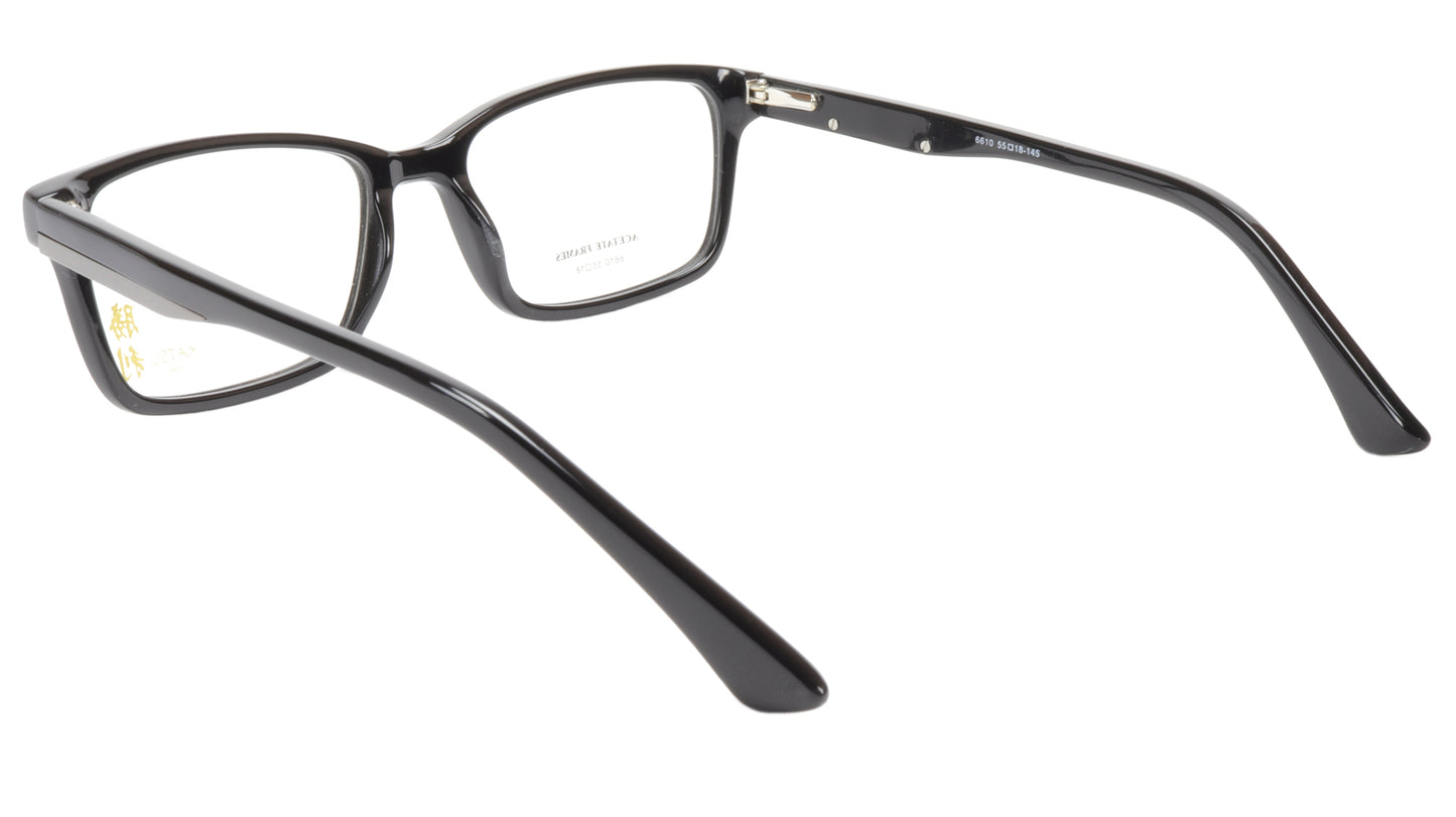 KATSU 6610 Eyeglasses Frame Acetate Black Lacquer 55-18-145 Japan Handmade - Frame Bay