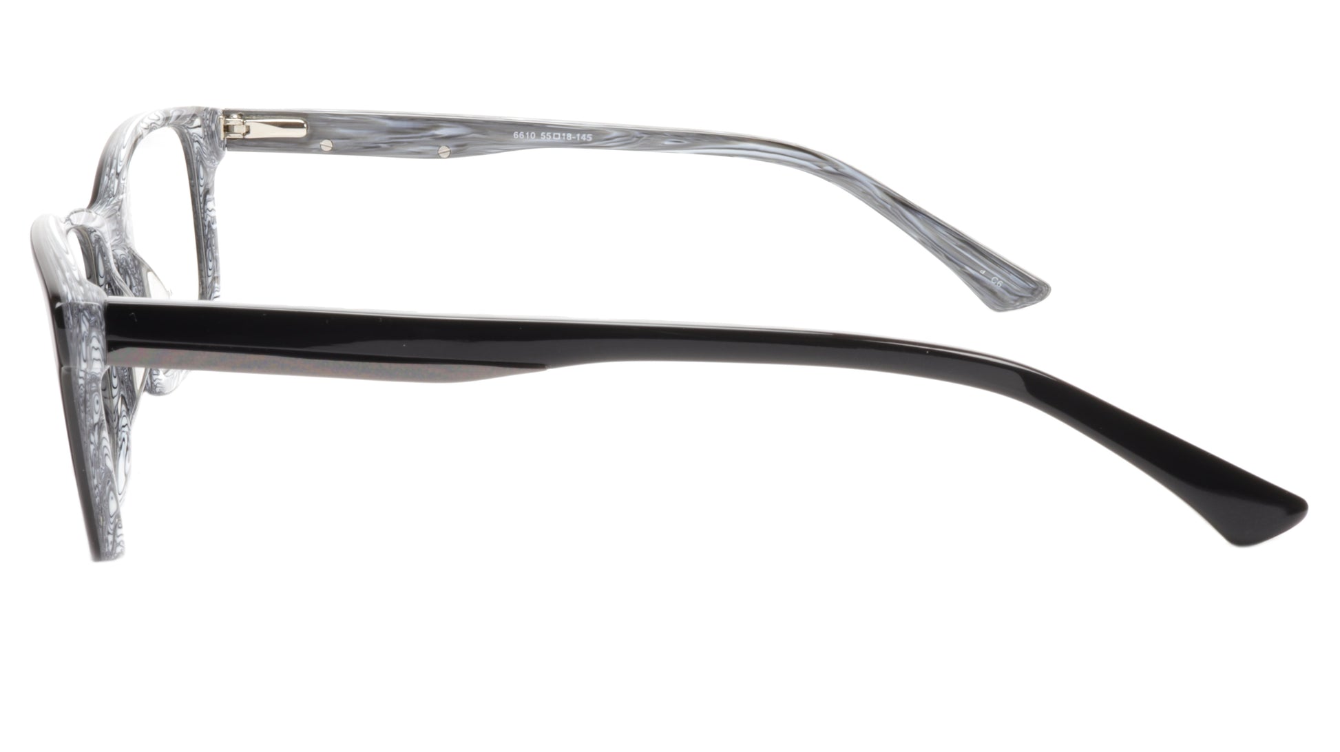 KATSU 6610 Eyeglasses Frame Acetate Black White Swirl Lacquer 55-18-145 Japan - Frame Bay