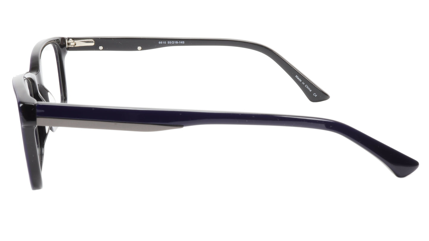 KATSU 6610 C4 Eyeglasses Frame Acetate Dark Blue Black 55-18-145, 40 vertical - Frame Bay