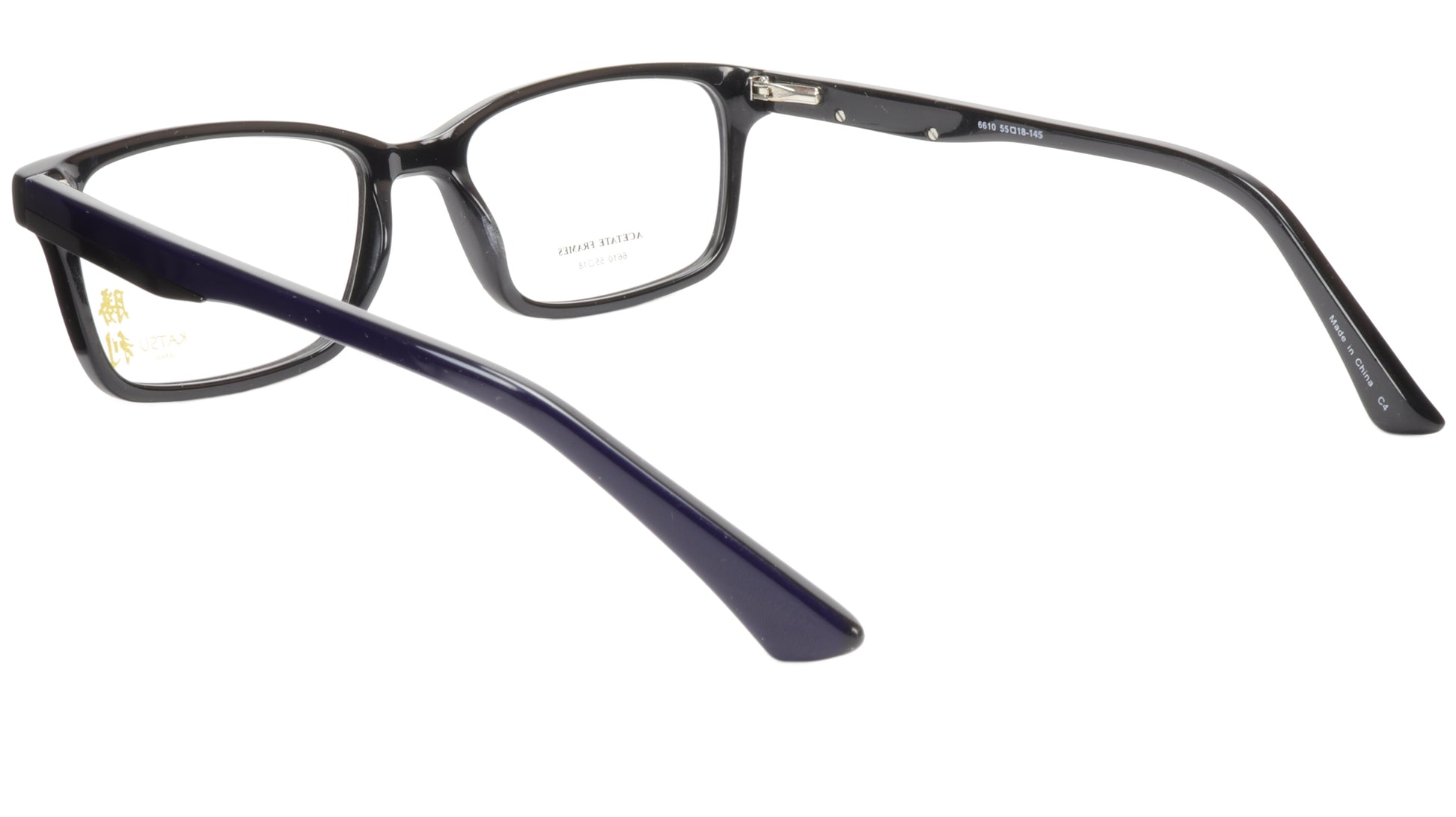 KATSU 6610 C4 Eyeglasses Frame Acetate Dark Blue Black 55-18-145, 40 vertical - Frame Bay