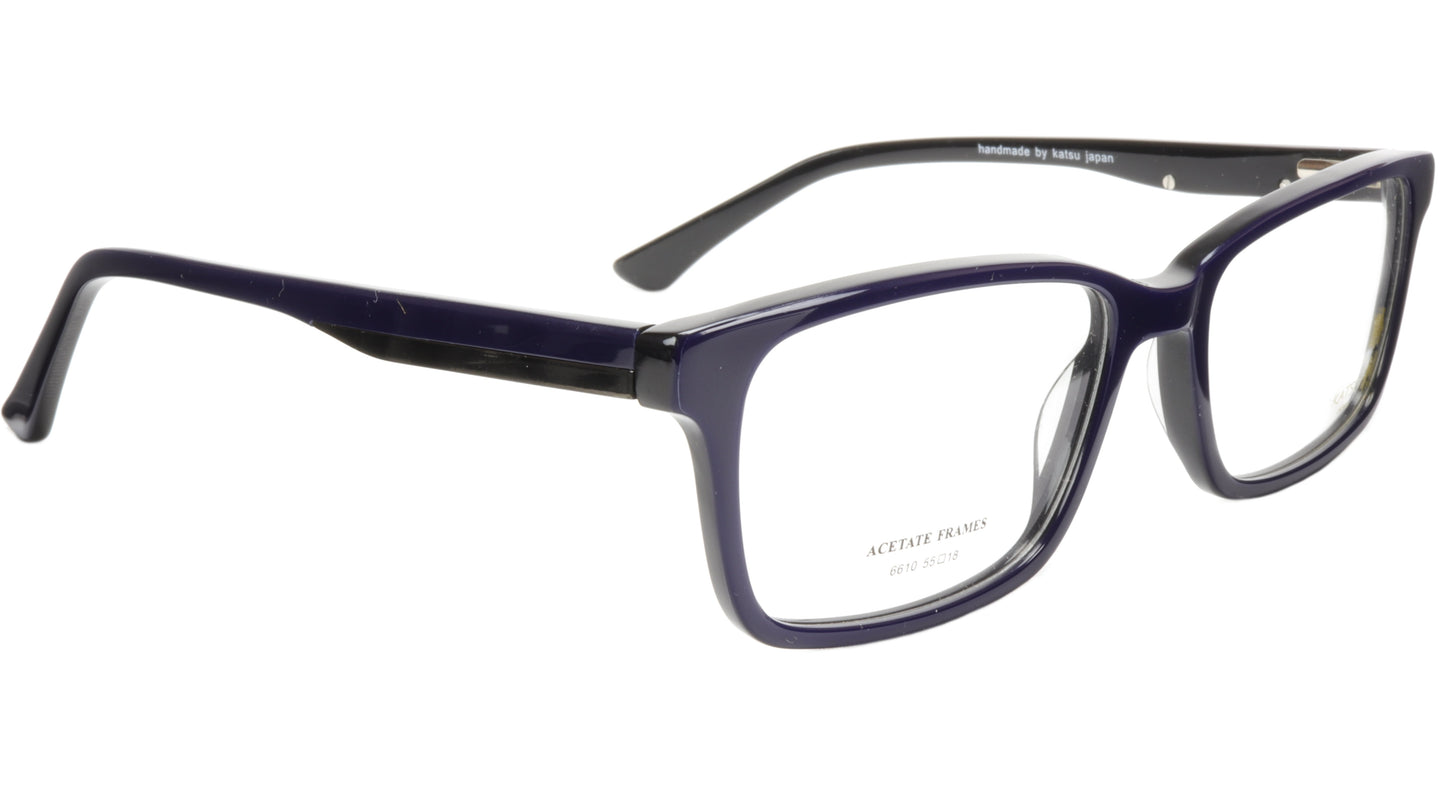 KATSU 6610 C4 Eyeglasses Frame Acetate Dark Blue Black 55-18-145, 40 vertical - Frame Bay