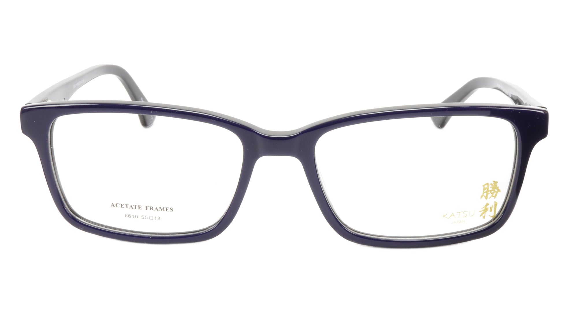 KATSU 6610 C4 Eyeglasses Frame Acetate Dark Blue Black 55-18-145, 40 vertical - Frame Bay