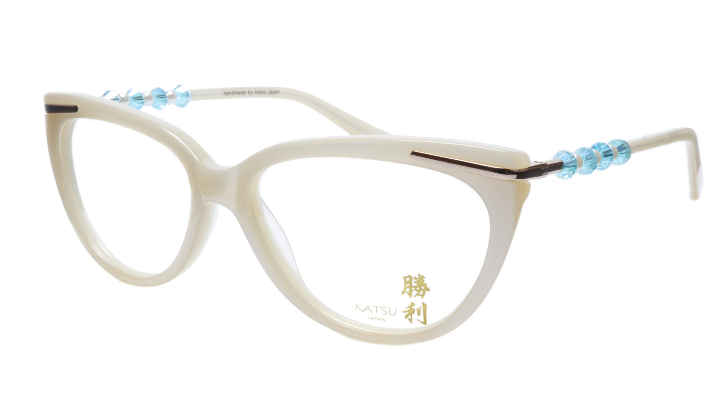 KATSU 8548C C1 Eyeglasses Frame Acetate White Perl 54-16-145 Japan Handmade - Frame Bay