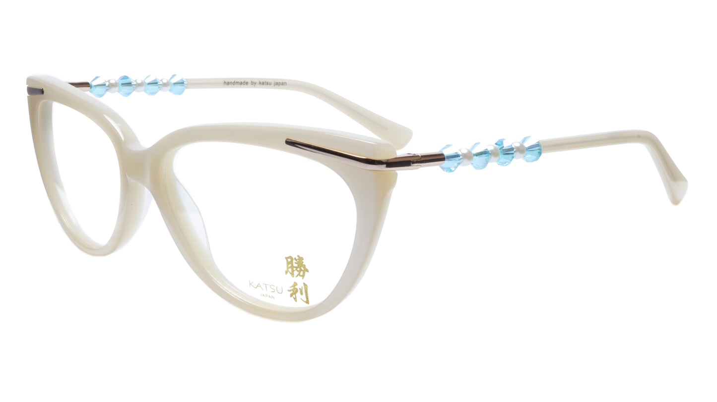 KATSU 8548C C1 Eyeglasses Frame Acetate White Perl 54-16-145 Japan Handmade - Frame Bay