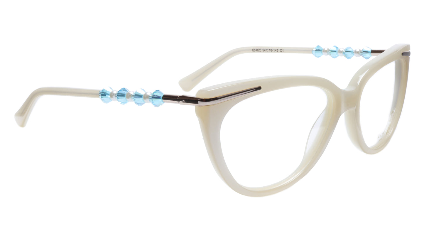 KATSU 8548C C1 Eyeglasses Frame Acetate White Perl 54-16-145 Japan Handmade - Frame Bay