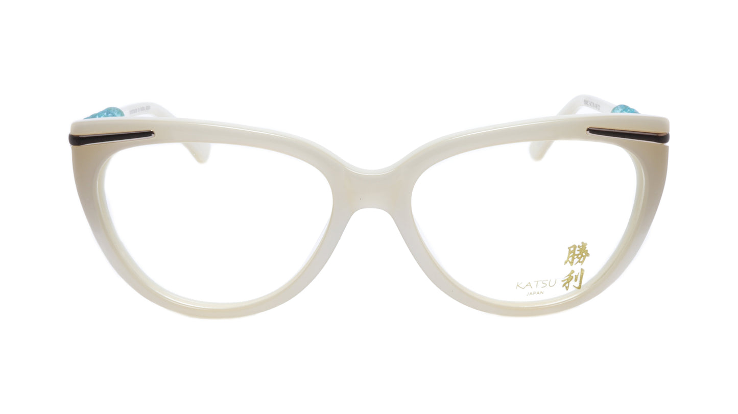 KATSU 8548C C1 Eyeglasses Frame Acetate White Perl 54-16-145 Japan Handmade - Frame Bay