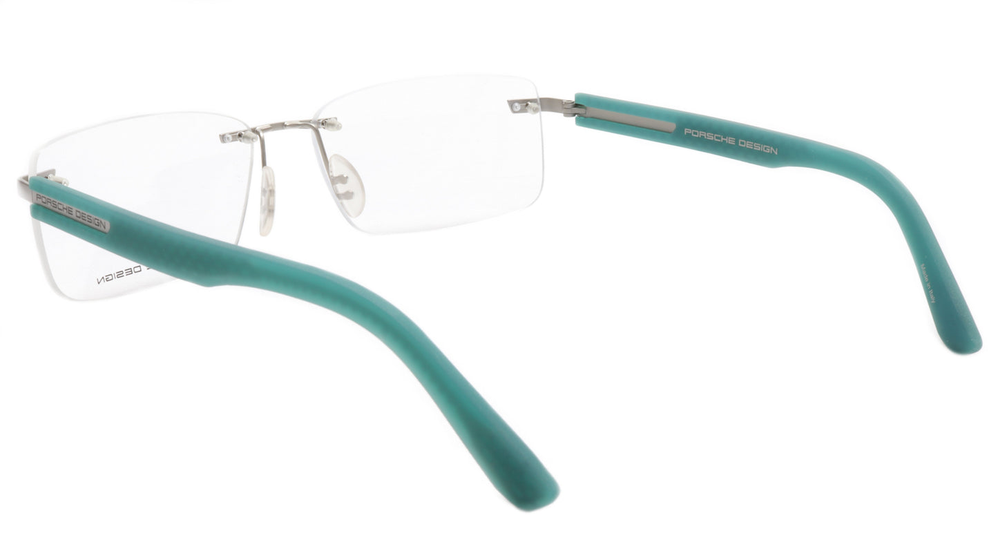 Porsche Design P8232 Satin Silver Teal Eyeglasses Frame Italy 59-16-140, 35 - Frame Bay