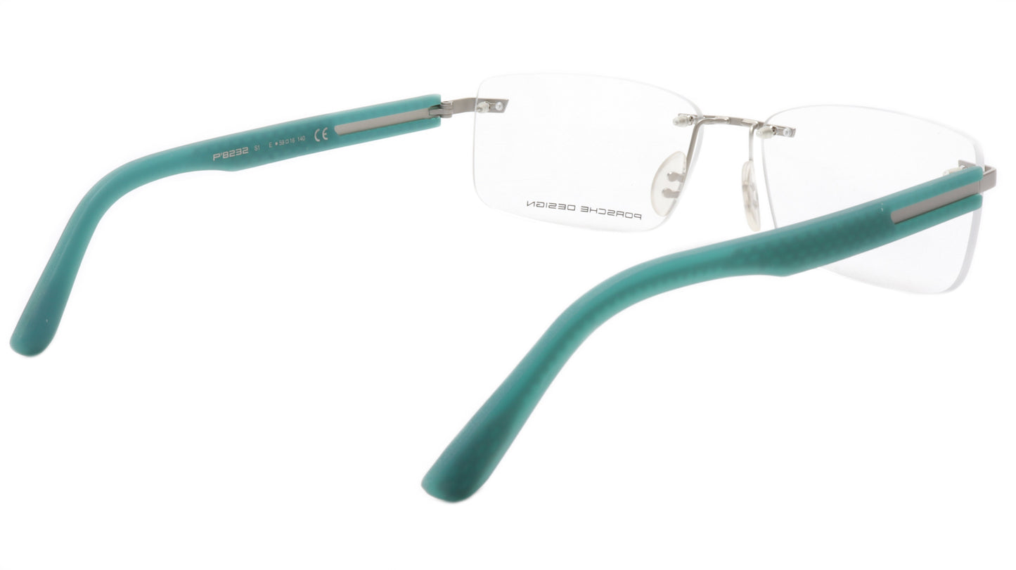 Porsche Design P8232 Satin Silver Teal Eyeglasses Frame Italy 59-16-140, 35 - Frame Bay