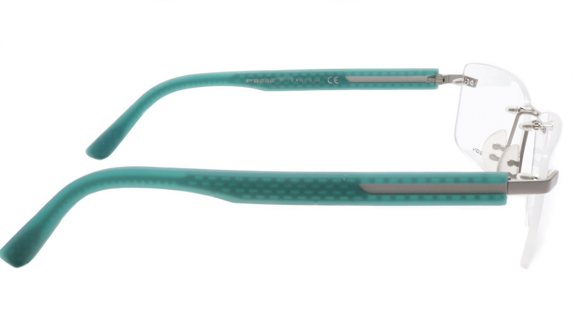 Porsche Design P8232 Satin Silver Teal Eyeglasses Frame Italy 59-16-140, 35 - Frame Bay