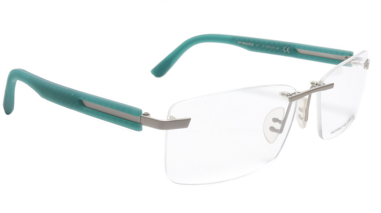 Porsche Design P8232 Satin Silver Teal Eyeglasses Frame Italy 59-16-140, 35 - Frame Bay