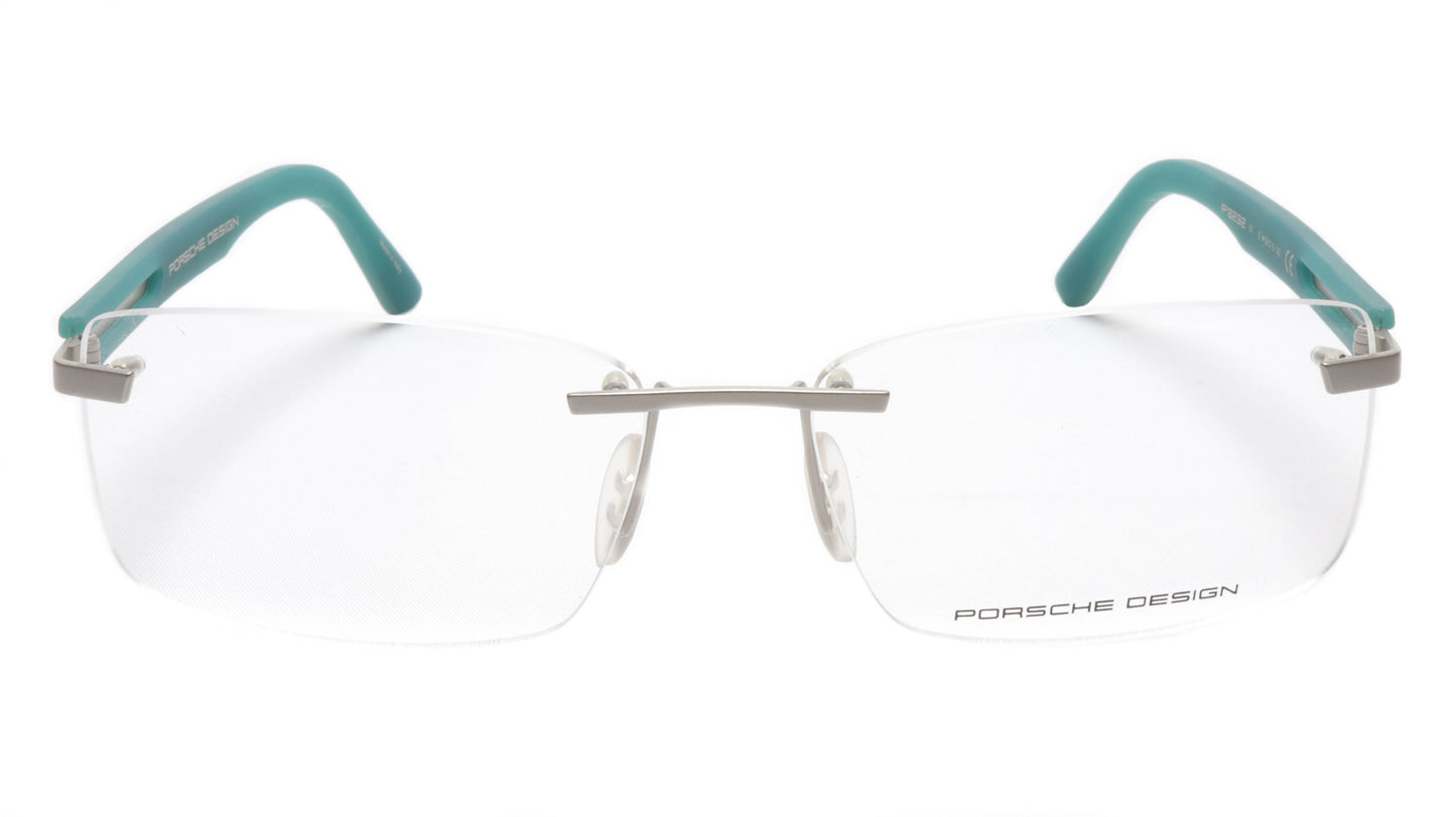 Porsche Design P8232 Satin Silver Teal Eyeglasses Frame Italy 59-16-140, 35 - Frame Bay