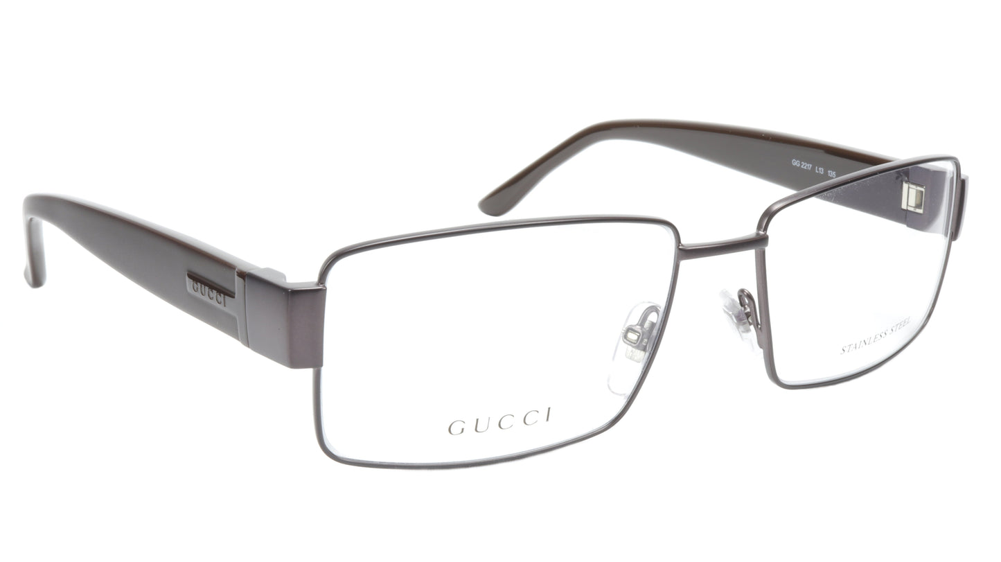 Gucci GG2217 L13 Chocolate Metal Acetate Eyeglasses frame Italy 55-16-135, 35 - Frame Bay