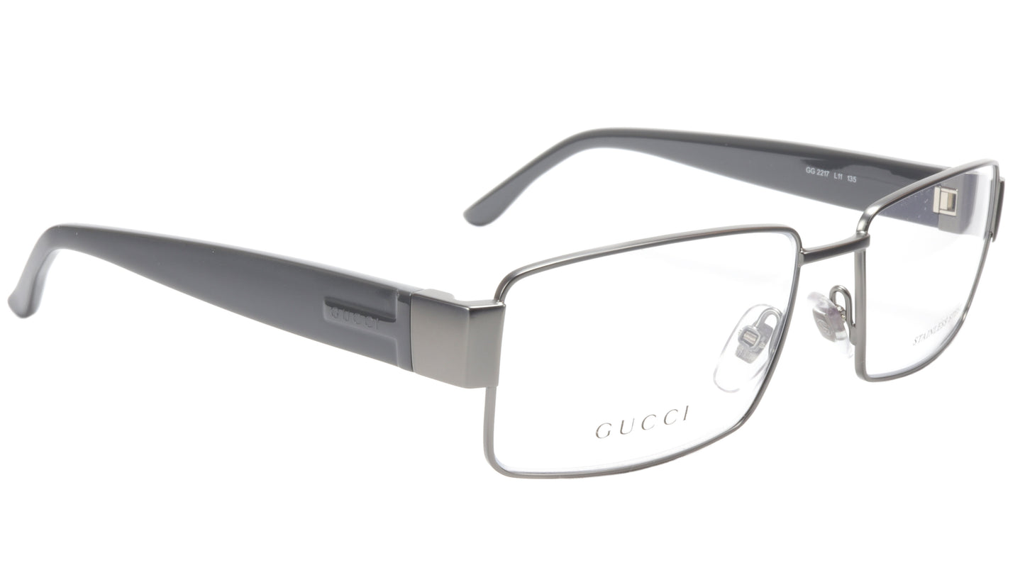 Gucci GG2217 L11 Dark Ruthenium Metal Acetate Eyeglasses Italy 53-16-135, 35 - Frame Bay