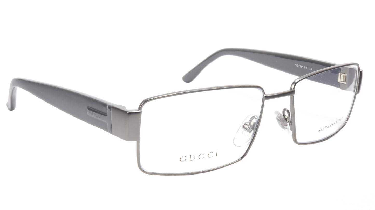 Gucci GG2217 L11 Dark Ruthenium Metal Acetate Eyeglasses Italy 53-16-135, 35 - Frame Bay