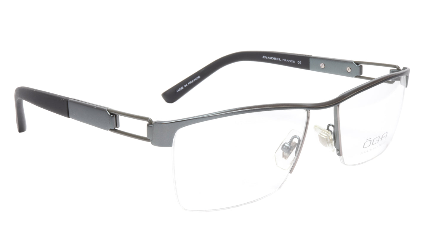 OGA Morel Eyeglasses Frame 75220 BG012 Metal Grey Black France 53-18-140, 33 - Frame Bay