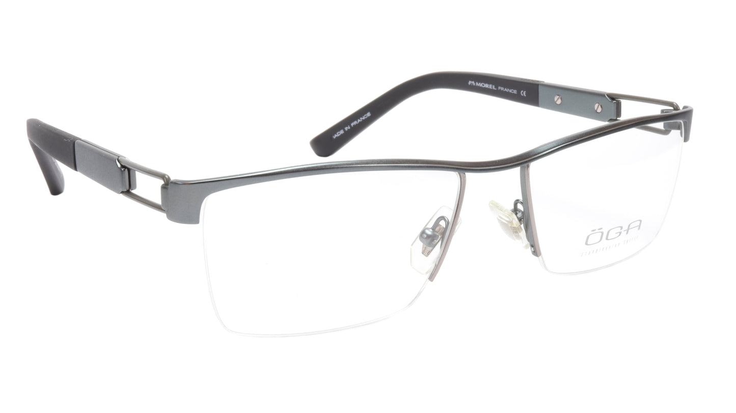 OGA Morel Eyeglasses Frame 75220 BG012 Metal Grey Black France 53-18-140, 33 - Frame Bay