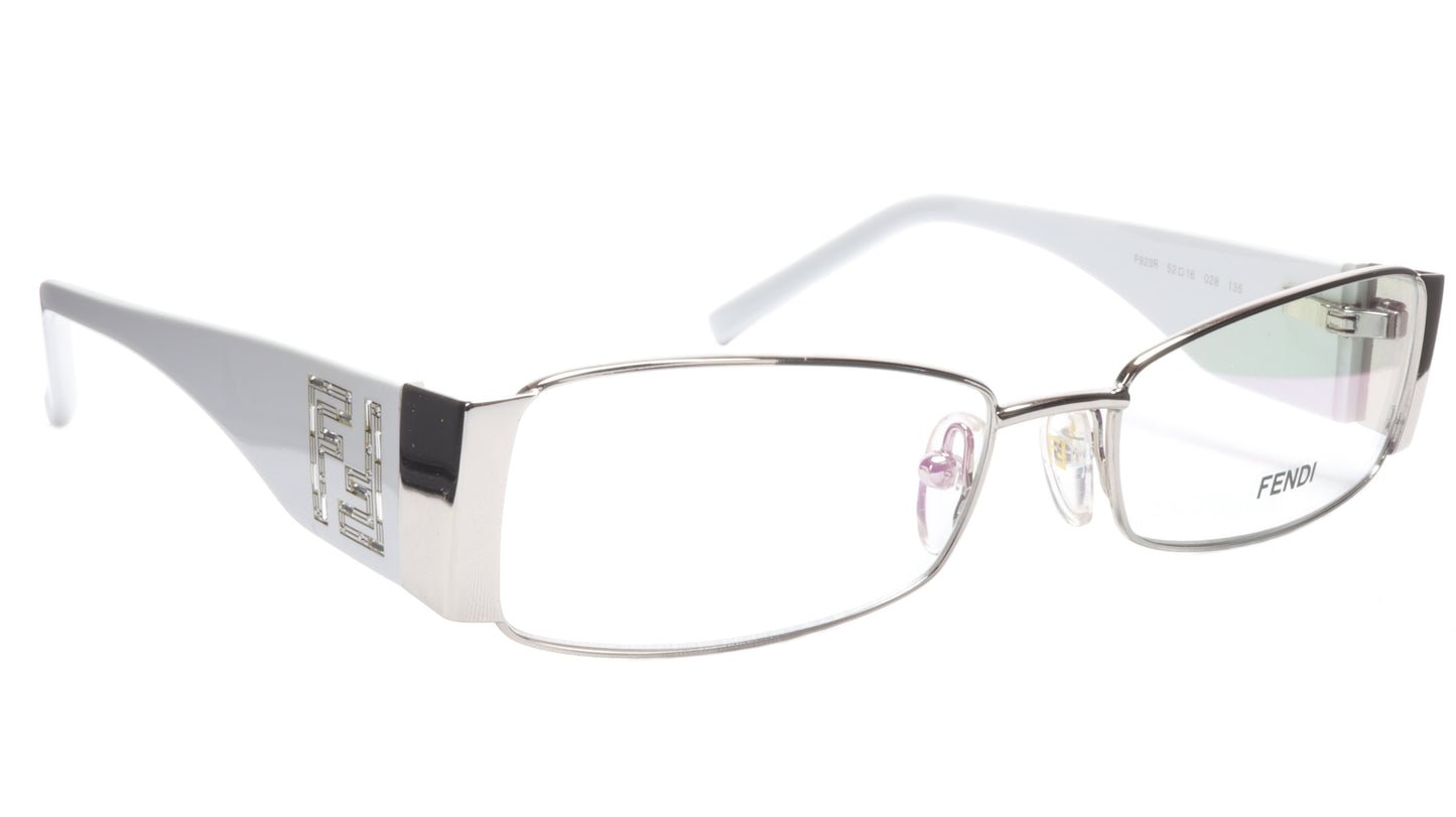 FENDI Eyeglasses Frame F923R (028) Metal Chrome White Italy Made 52-16-135, 28 - Frame Bay