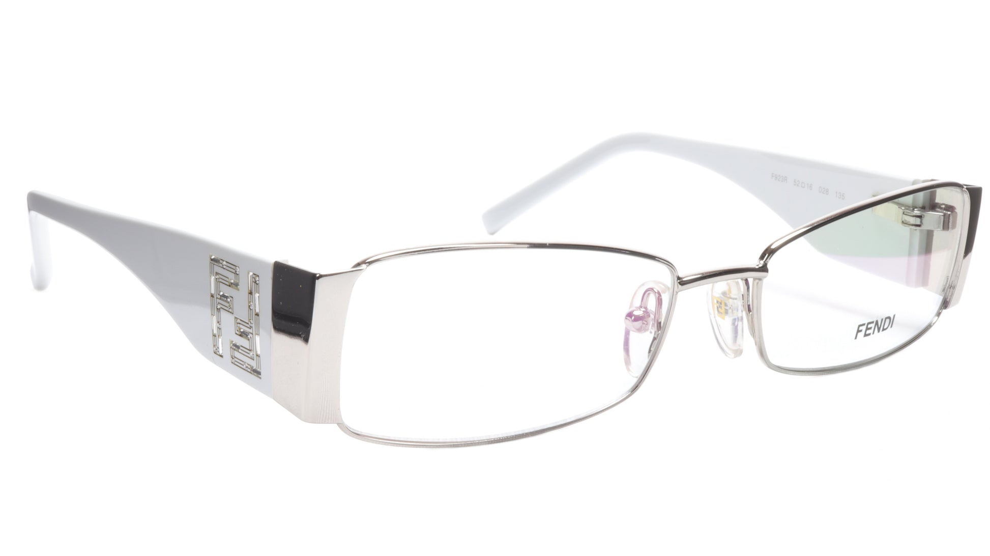 FENDI Eyeglasses Frame F923R (028) Metal Chrome White Italy Made 52-16-135, 28 - Frame Bay
