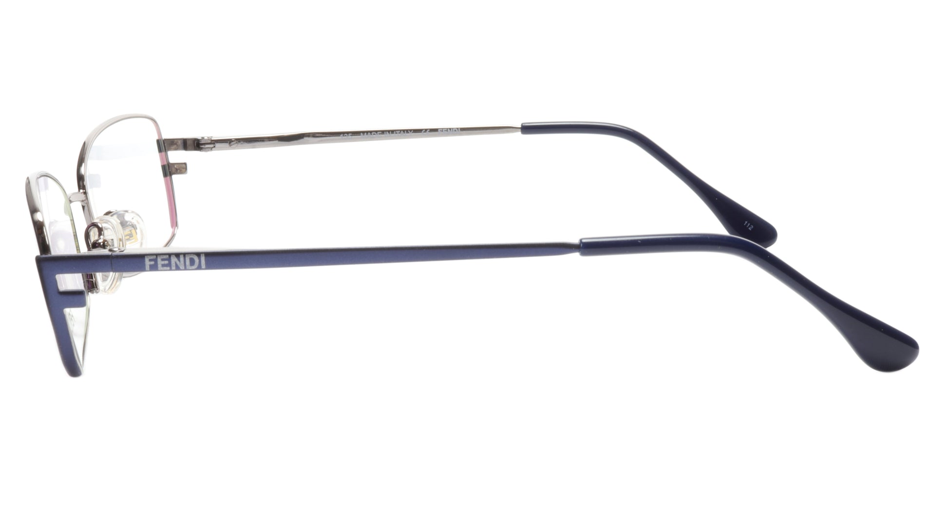 FENDI Eyeglasses Frame F960 (030) Metal Silver Dark Blue Italy Made 52-16-135 30 - Frame Bay