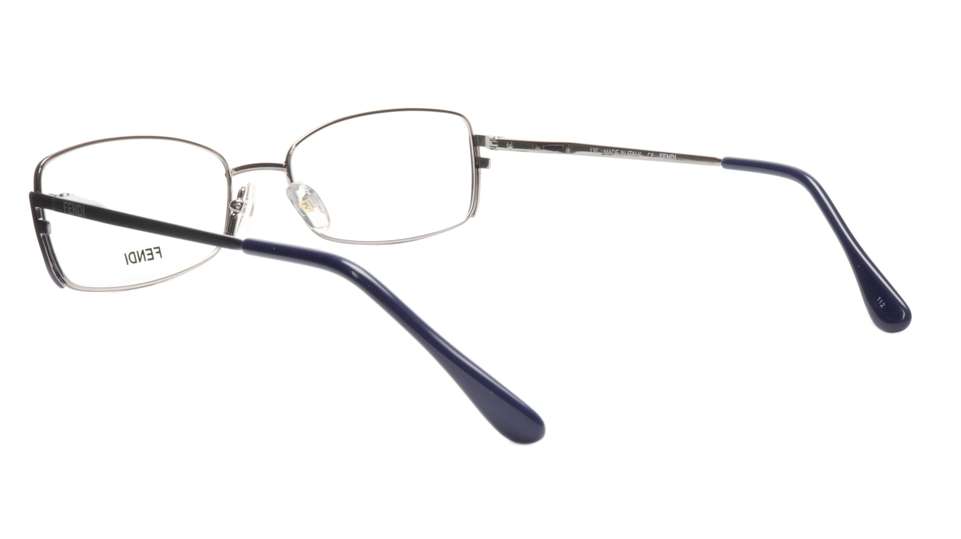 FENDI Eyeglasses Frame F960 (030) Metal Silver Dark Blue Italy Made 52-16-135 30 - Frame Bay