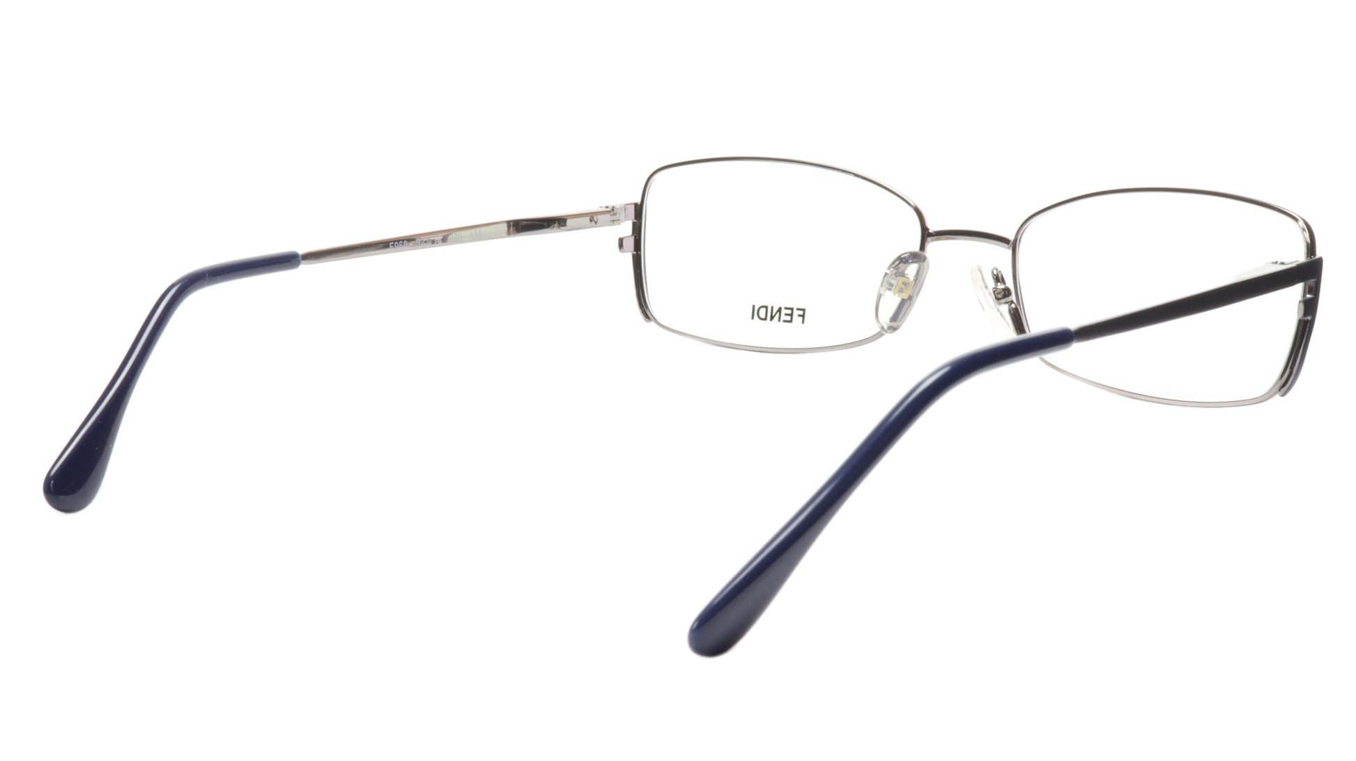 FENDI Eyeglasses Frame F960 (030) Metal Silver Dark Blue Italy Made 52-16-135 30 - Frame Bay