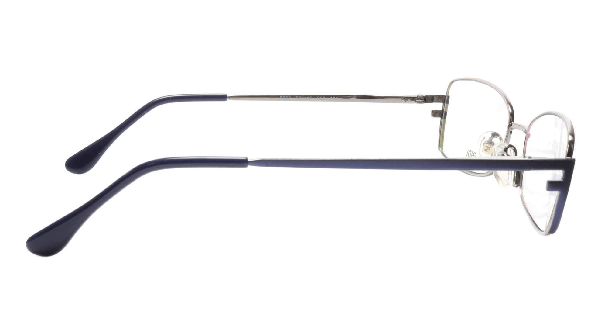 FENDI Eyeglasses Frame F960 (030) Metal Silver Dark Blue Italy Made 52-16-135 30 - Frame Bay