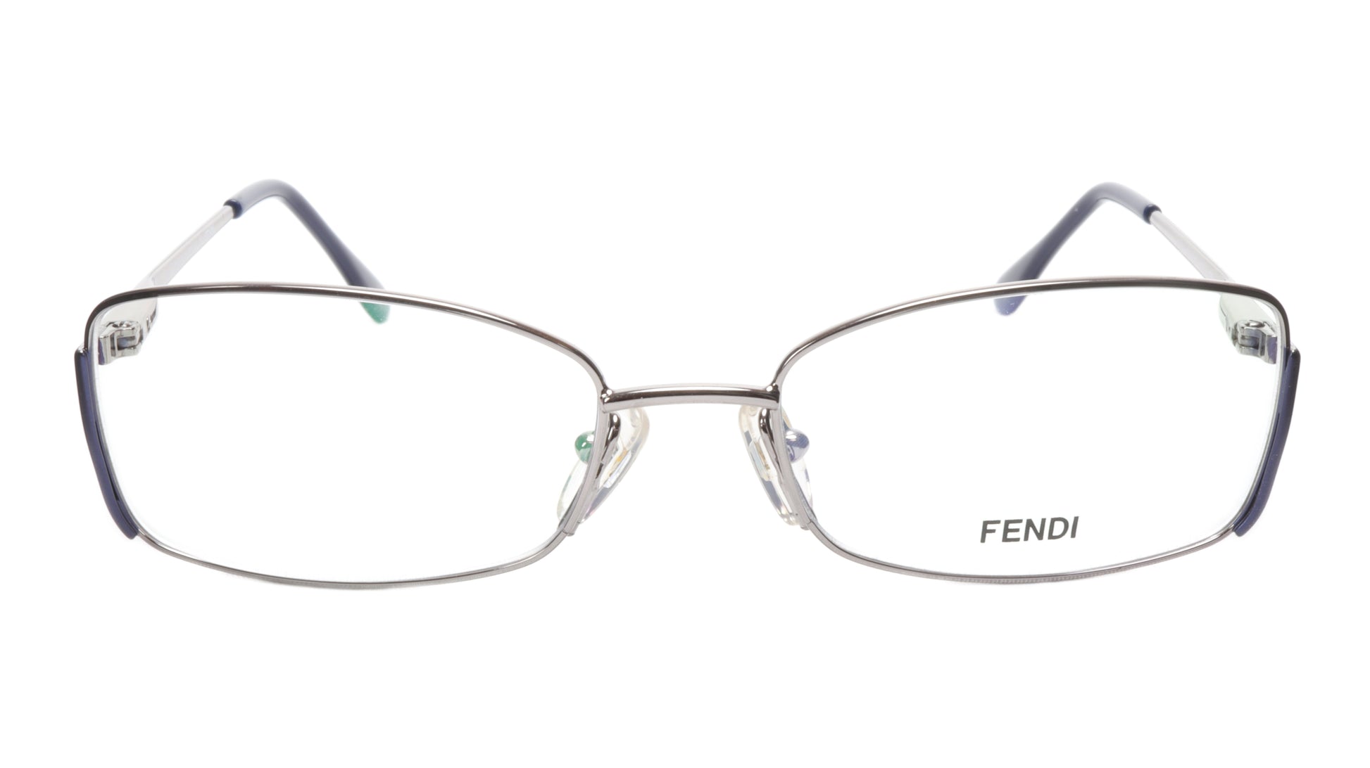 FENDI Eyeglasses Frame F960 (030) Metal Silver Dark Blue Italy Made 52-16-135 30 - Frame Bay