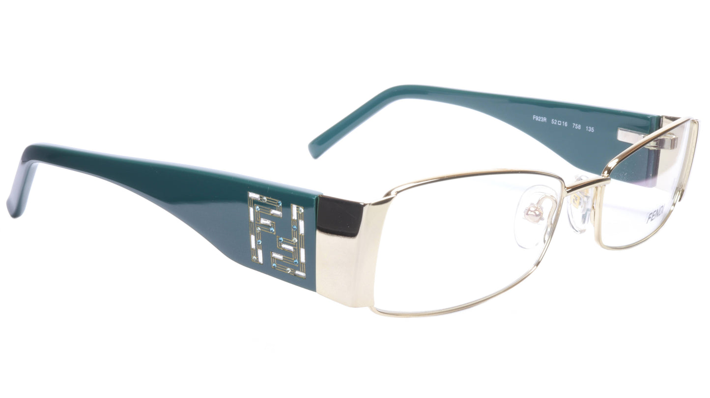 FENDI Eyeglasses Frame F932R (758) Acetate Gold Blue Italy Made 52-16-135, 28 - Frame Bay