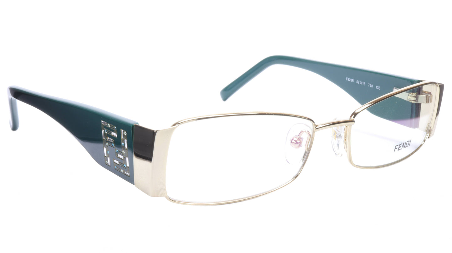 FENDI Eyeglasses Frame F932R (758) Acetate Gold Blue Italy Made 52-16-135, 28 - Frame Bay