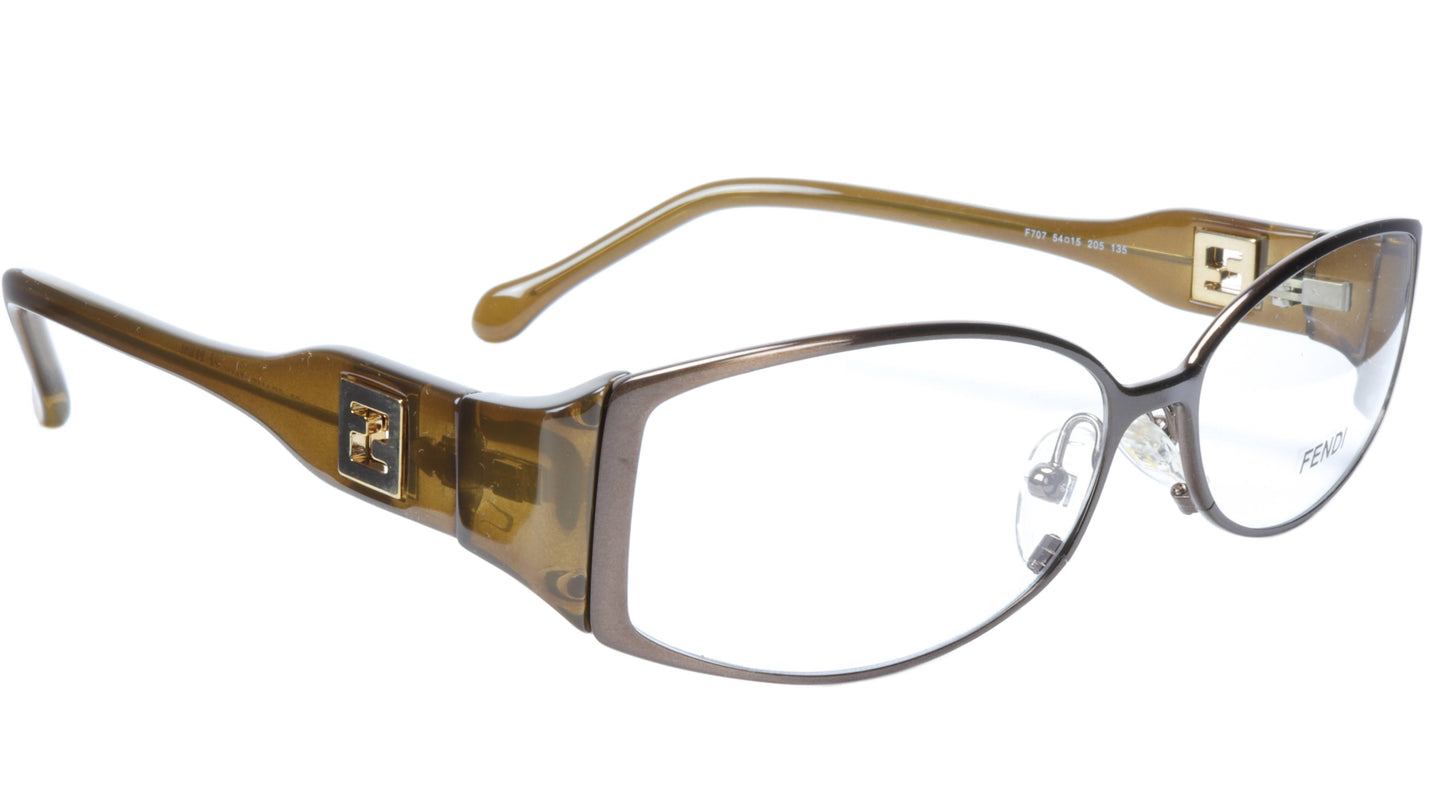 FENDI Eyeglasses Frame F707 (205) Metal Acetate Brown Italy Made 54-15-135, 31 - Frame Bay