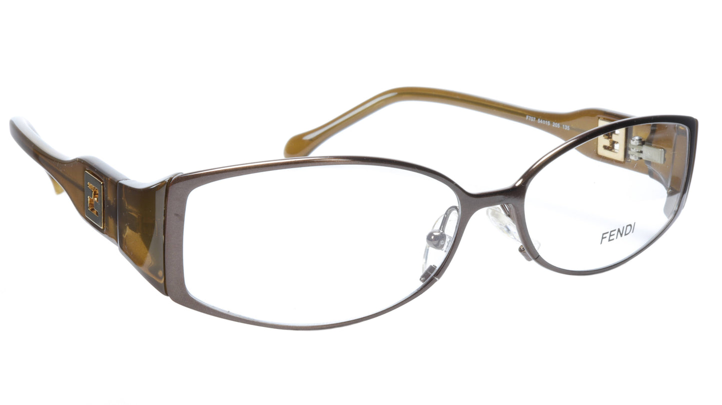 FENDI Eyeglasses Frame F707 (205) Metal Acetate Brown Italy Made 54-15-135, 31 - Frame Bay