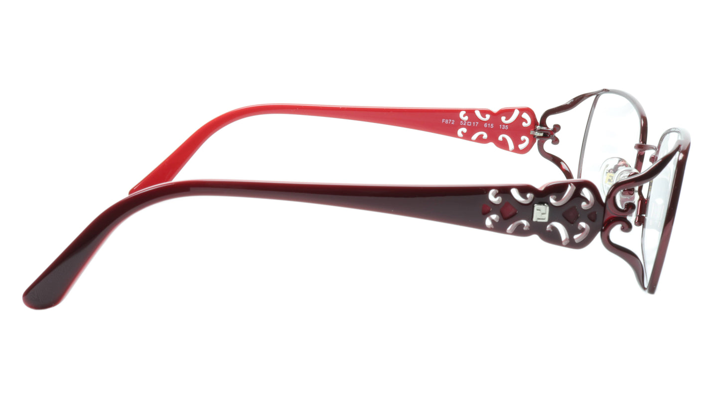 FENDI Eyeglasses Frame F872 (615) Metal Acetate Bordeaux Italy Made 52-17-135 34 - Frame Bay