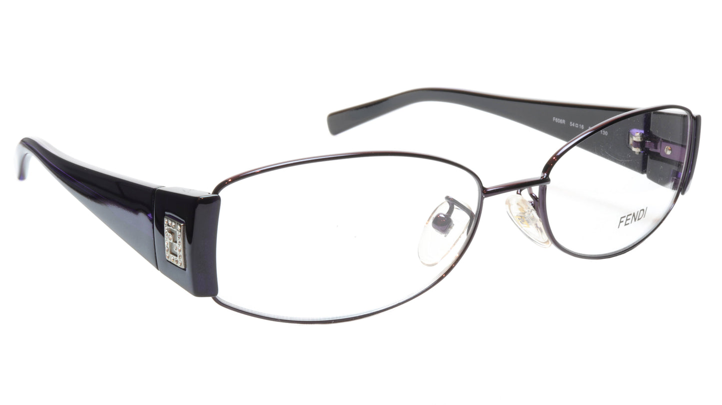 FENDI Eyeglasses Frame F606R (539) Metal Dark Violet Italy Made 54-16-130, 32 - Frame Bay