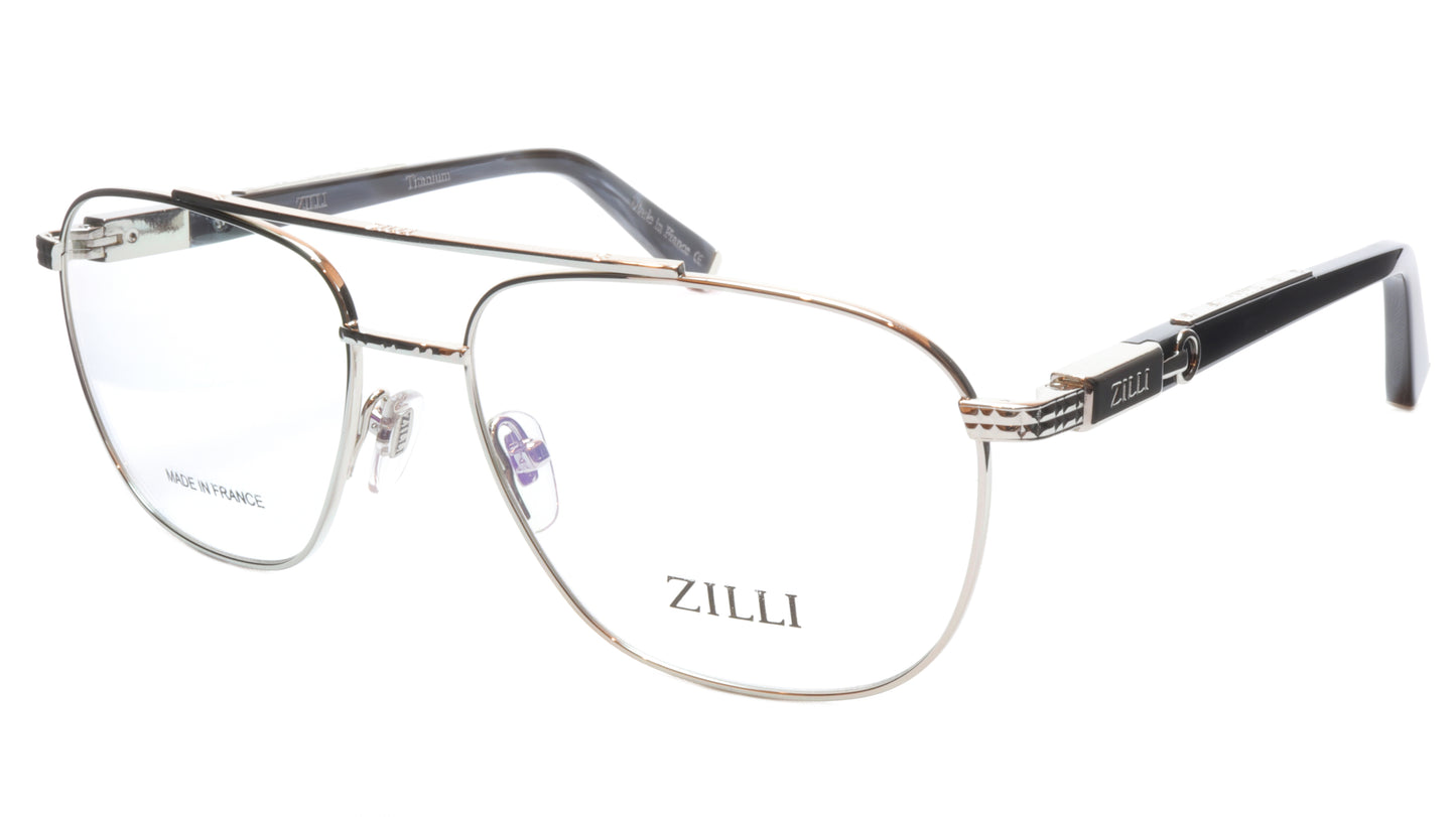 ZILLI Eyeglasses Frame Titanium Acetate Silver Black France Made ZI60022 C07 - Frame Bay
