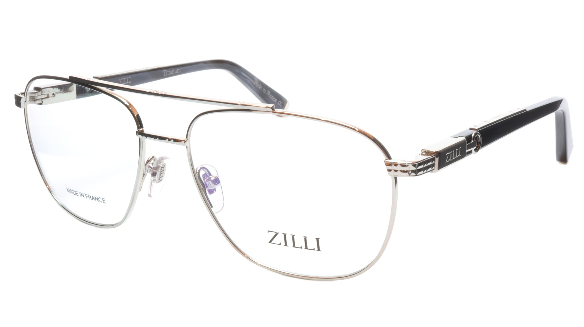 ZILLI Eyeglasses Frame Titanium Acetate Silver Black France Made ZI60022 C07 - Frame Bay