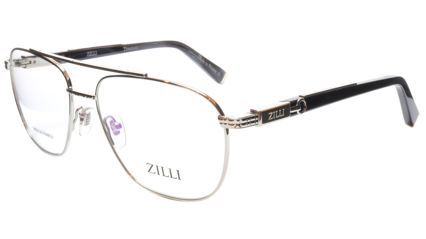 ZILLI Eyeglasses Frame Titanium Acetate Silver Black France Made ZI60022 C07 - Frame Bay